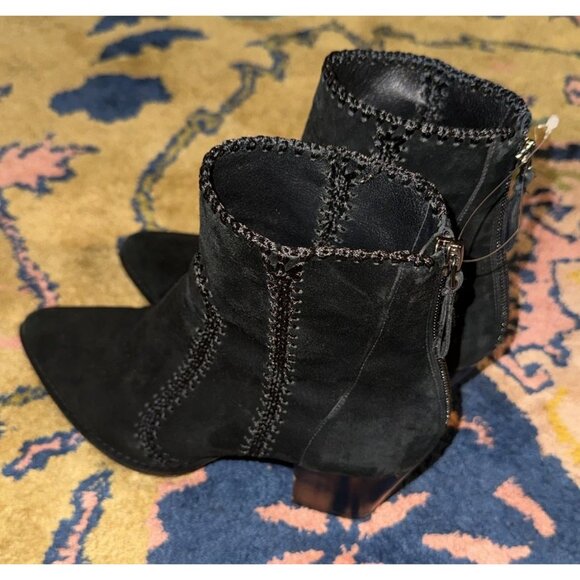 $850 Alexandre Birman Women's Black Benta Embroidered Ankle Bootie Boot sz 37.5 - Picture 5 of 14